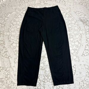 J. Crew Women's black‎ Super Soft linen tapered crop barrel leg pants size 12